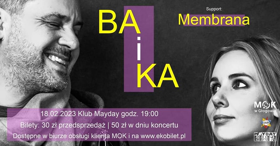 Ilustracja wprowadzenia: WALENTYNKI w MAYDAY - koncert dwóch duetów BAiKA & MEMBRANA.