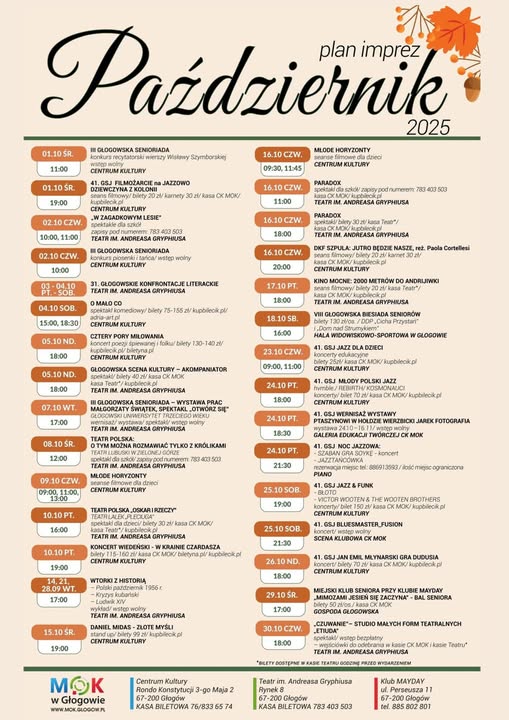Ilustracja wprowadzenia: Październik 2025 w placówkach Miejskiego Ośrodka Kultury