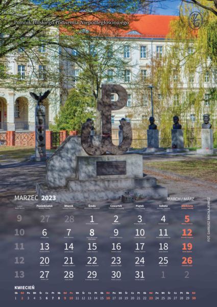 Ilustracja wprowadzenia: Kartka z Kalendarza Historycznego TZG "Pomniki głogowskie" - Marzec 2023 rok
